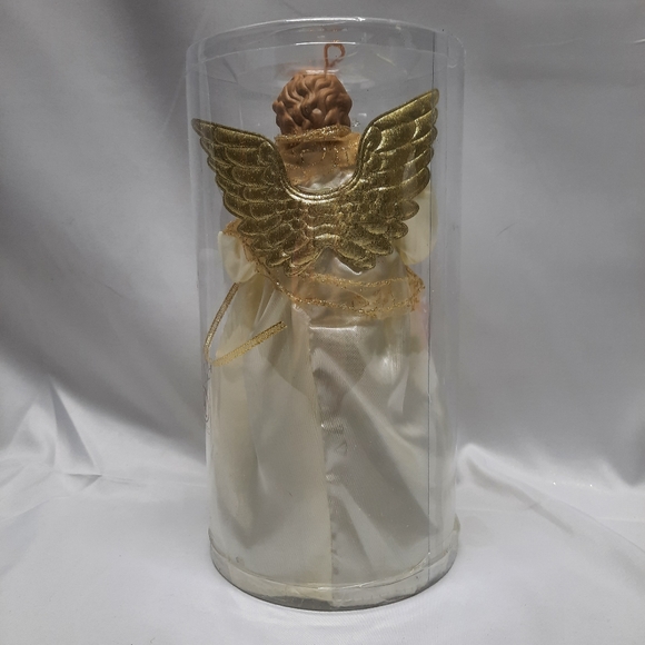 NIB Angel in Off White/ivory gold dress tree topper lighted 10" - Picture 2 of 5